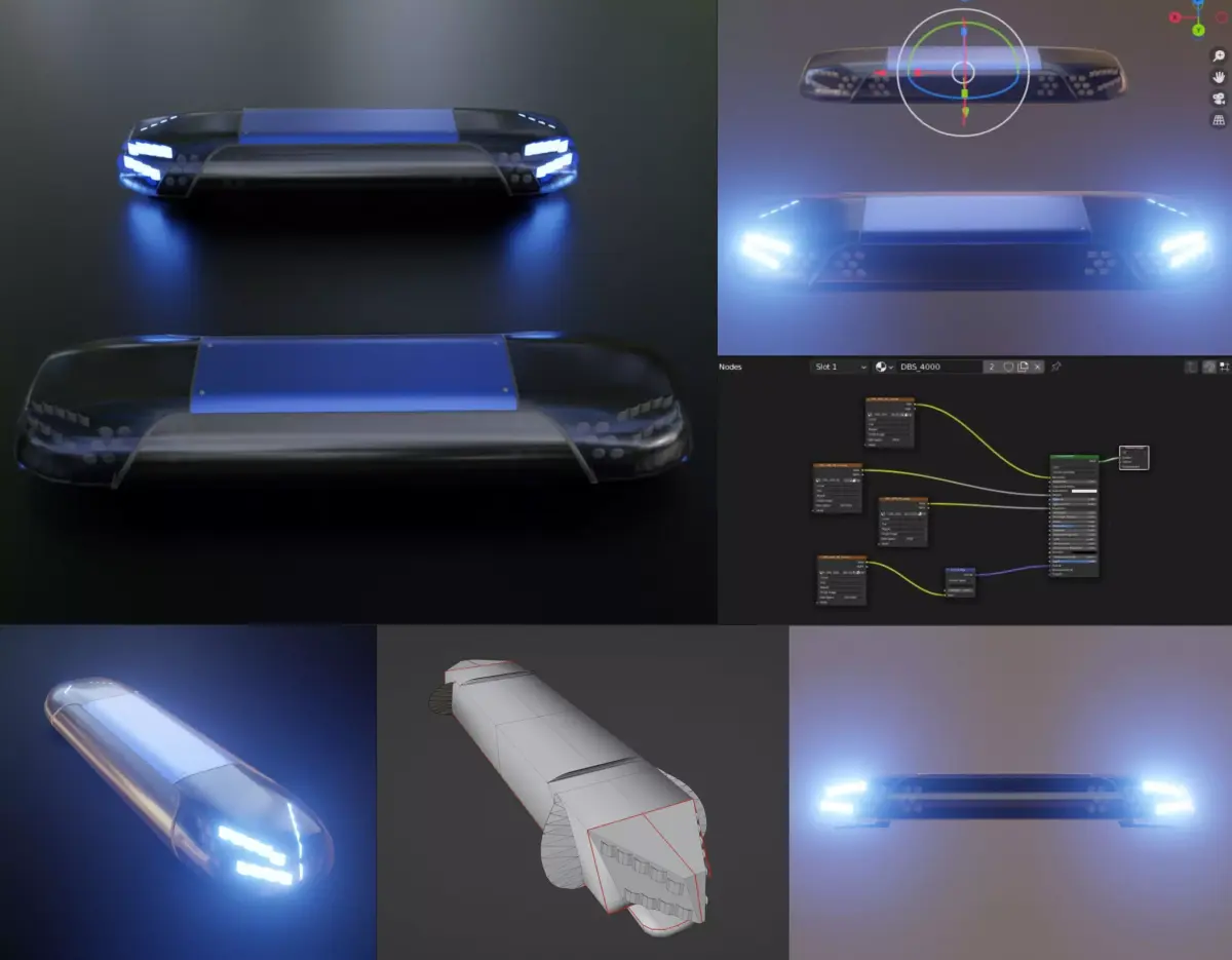 Animated DBS 4000 BE Lightbar Low-poly 3D model