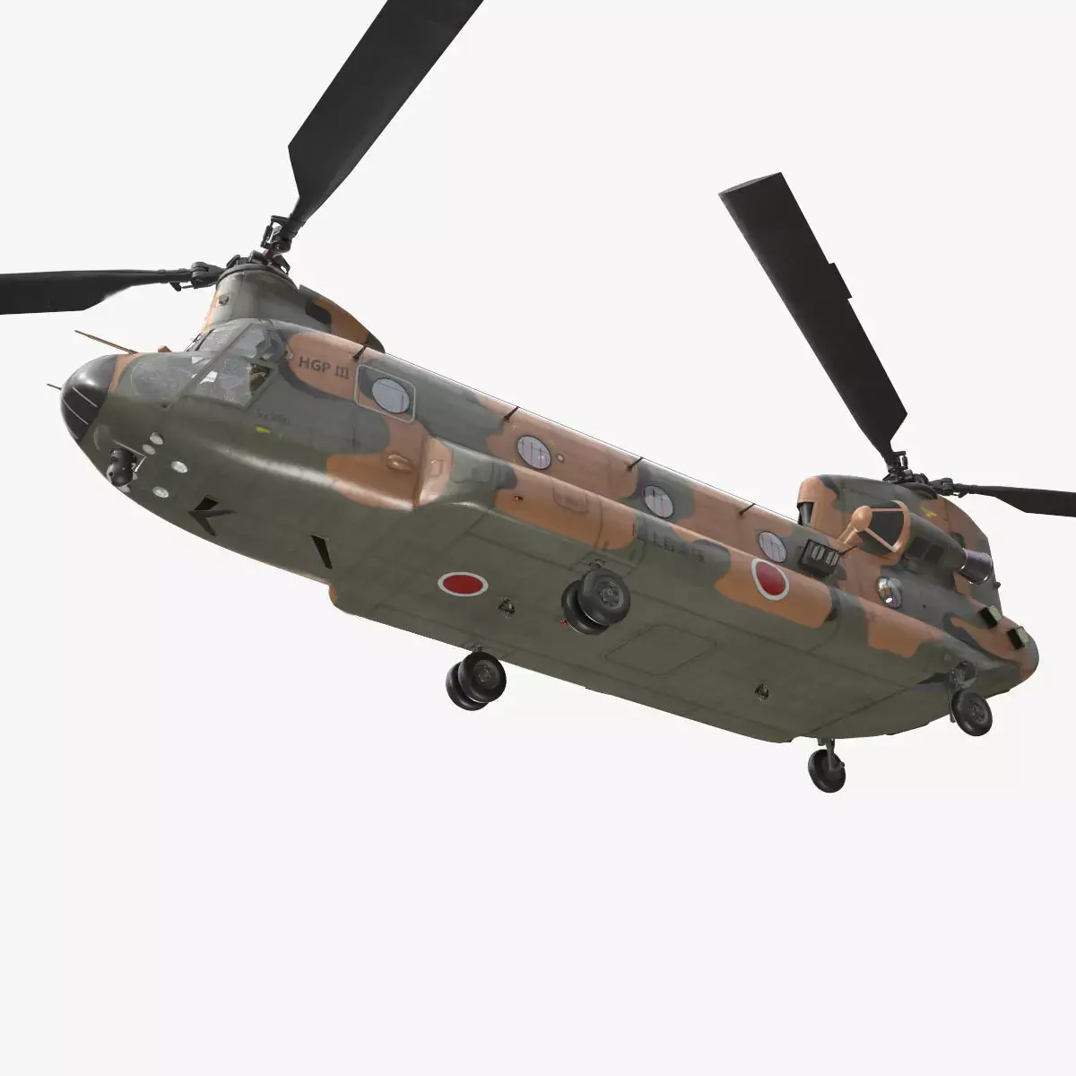 CH-47J Chinook JGSDF Basic Animation Low-poly 3D model