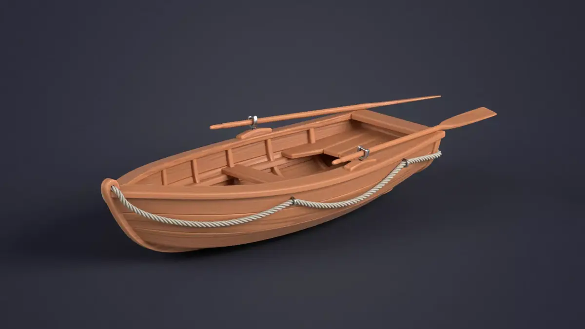 Stylized Wooden Fishing Boat Low-poly 3D model