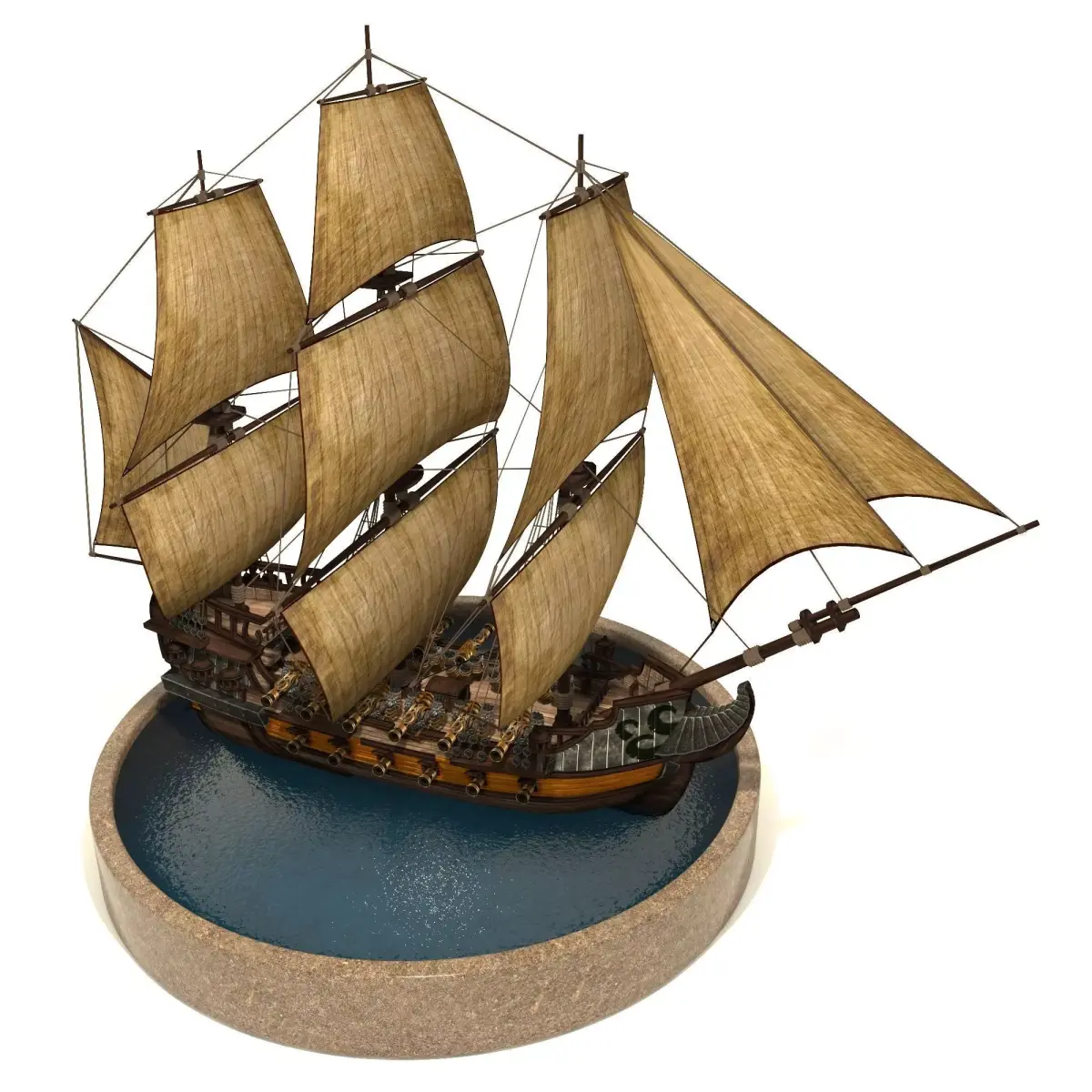Pirate Ship Low-poly 3D model