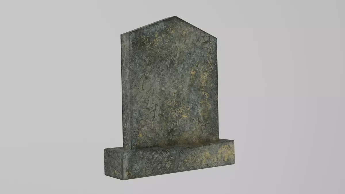 Old Cemetery Gravestone with Moss and Patina Low-poly 3D model