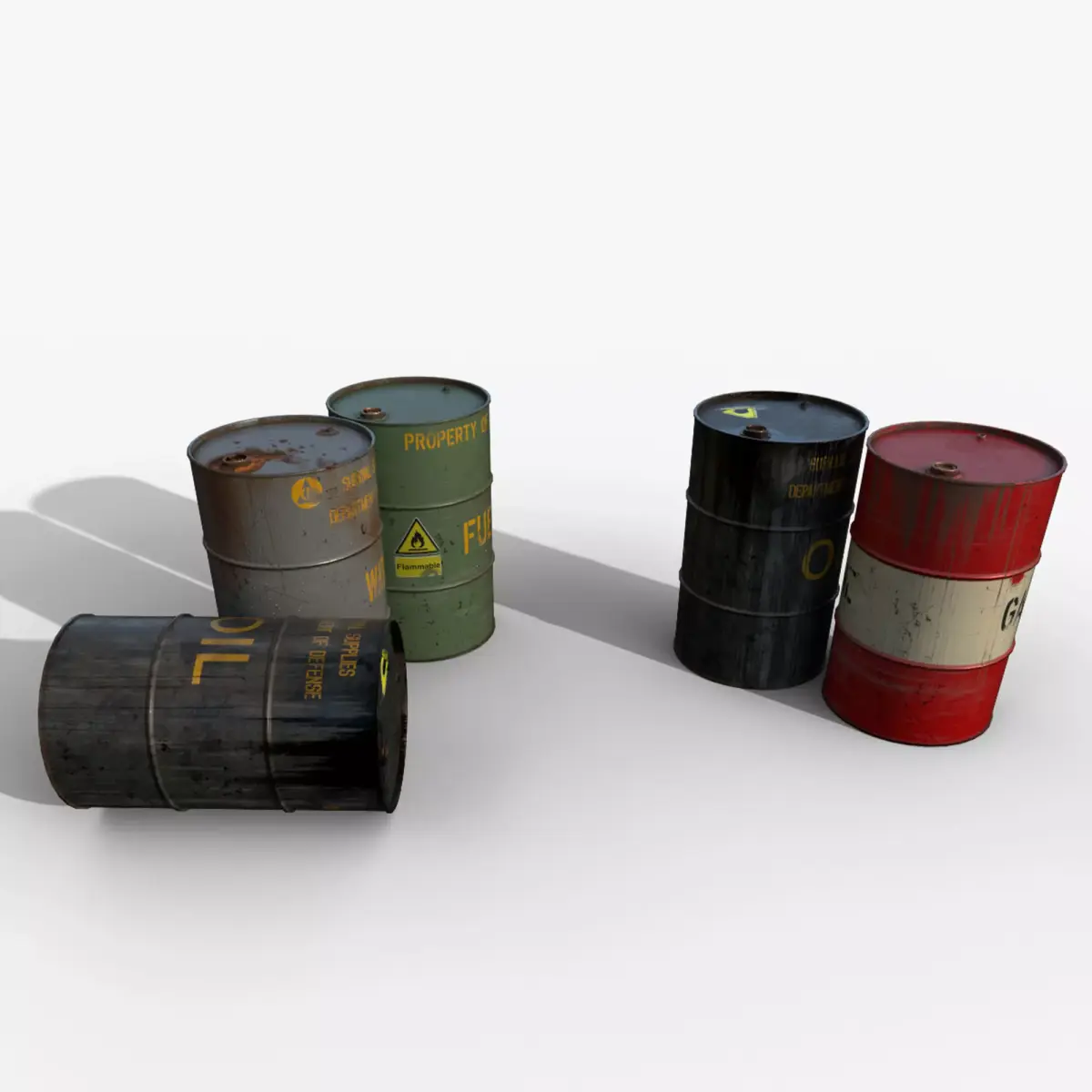 Metal Barrel oil gasoline fuel water Low-poly 3D model