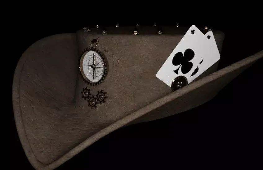 Hat historic old cards Low-poly 3D model