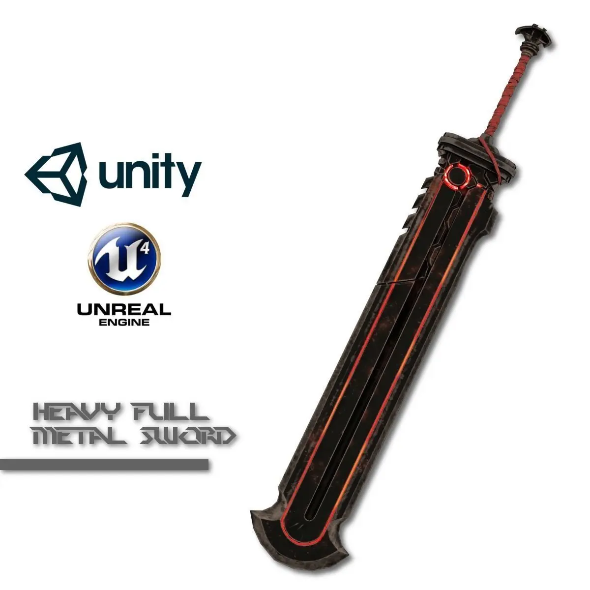 Heavy Full Metal Sword Low-poly 3D model