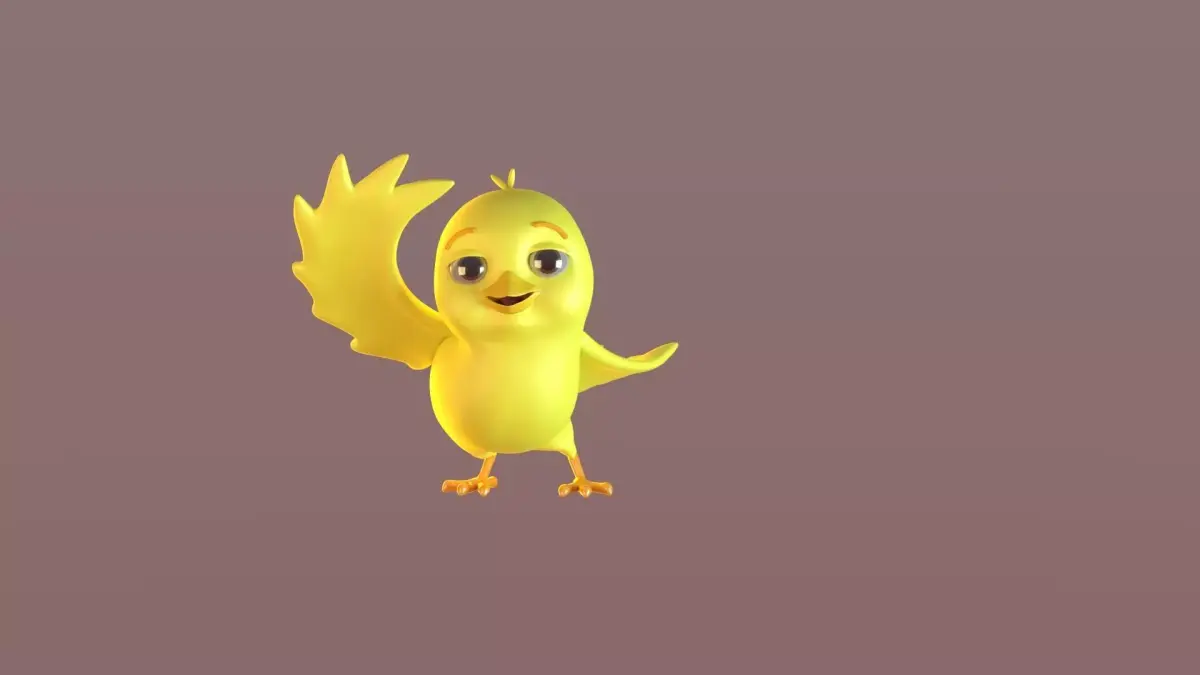 Cartoon Papa Bird Low-poly 3D model