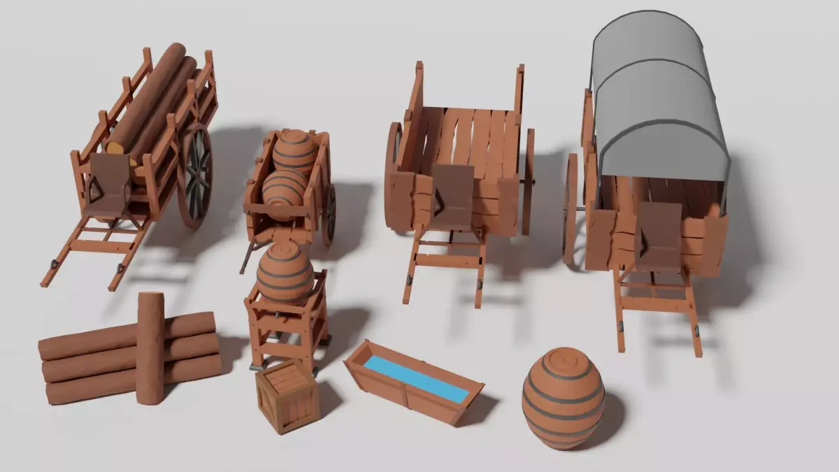 Medieval Low Poly Objects Free low-poly 3D model