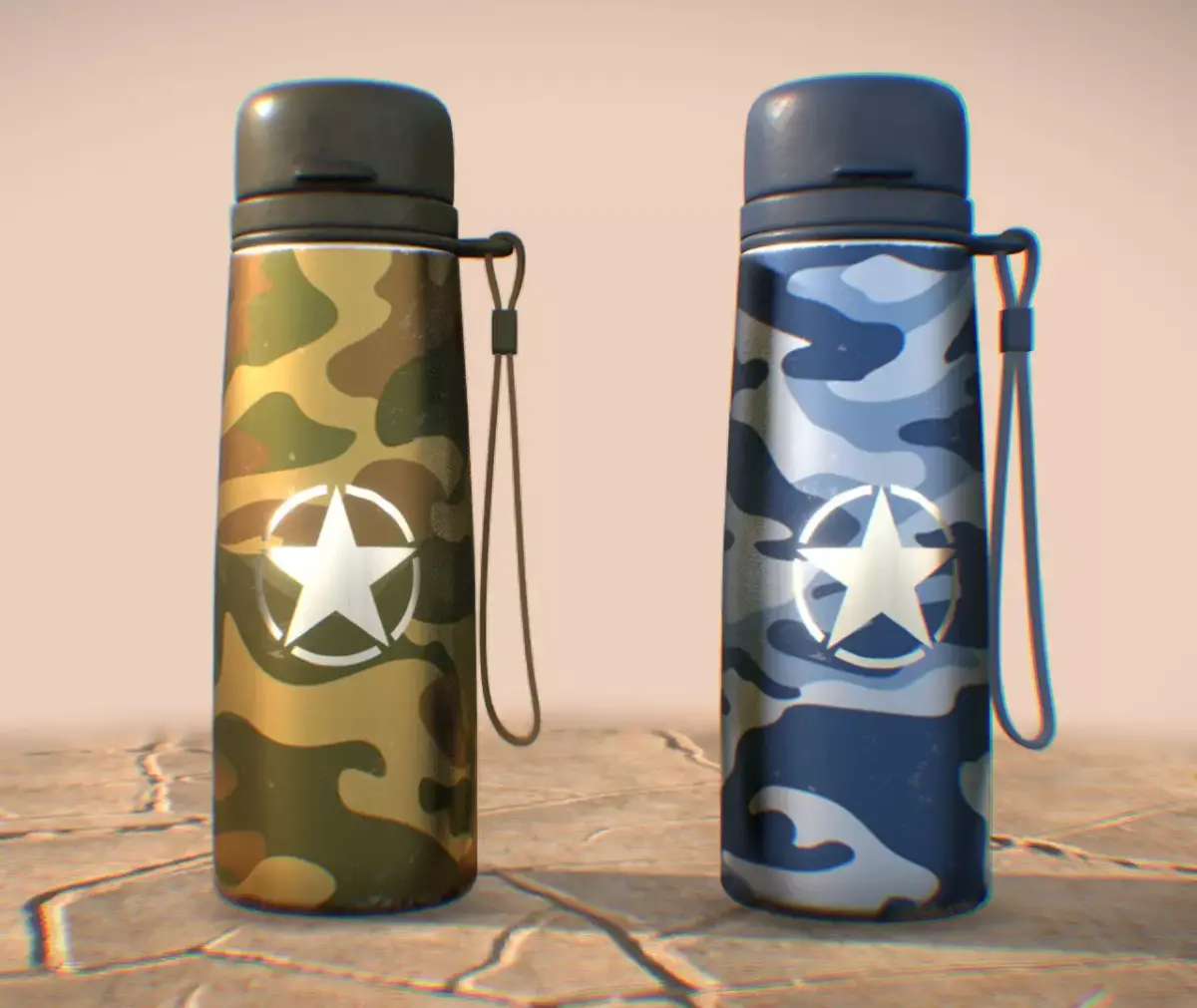 Military Water Bottles 3D model