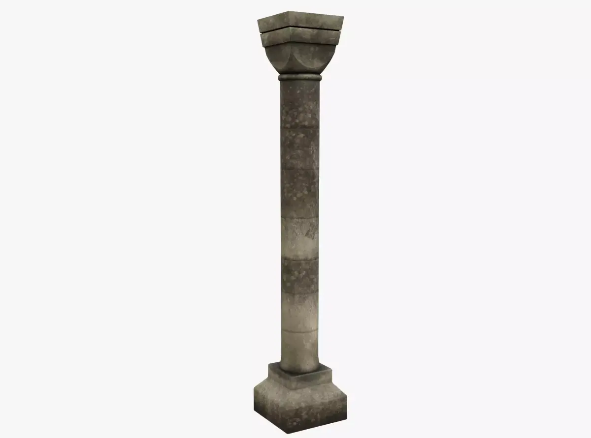 Column stone Low-poly 3D model 3