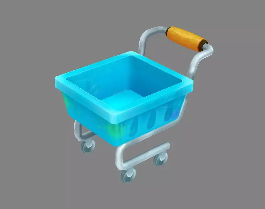 Cartoon dirty shopping cart Low-poly 3D model