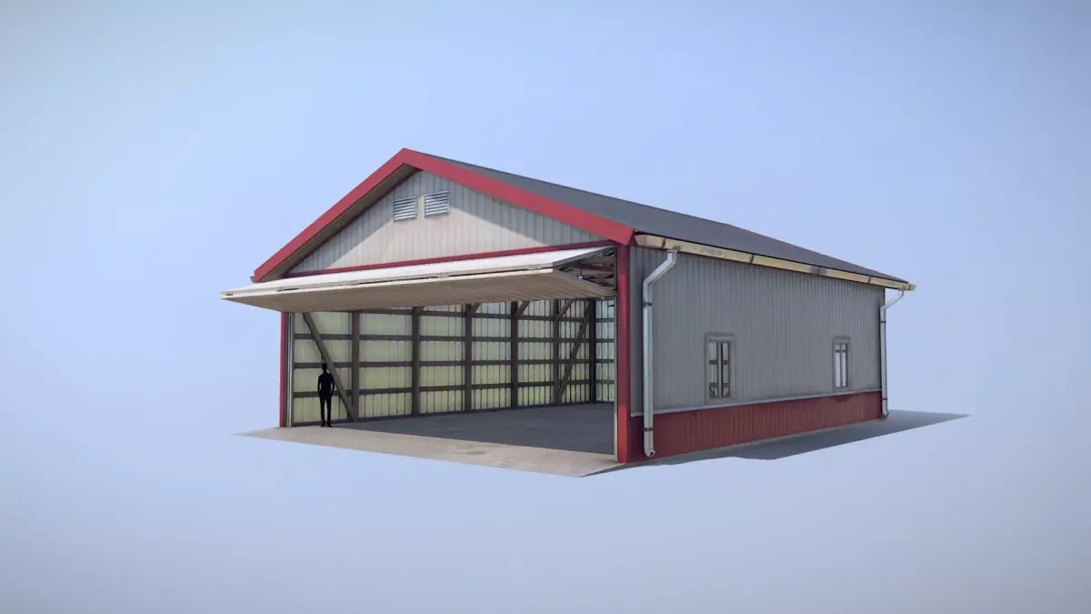 Airfield Hangar 12m Vr1 RED Low-poly 3D model