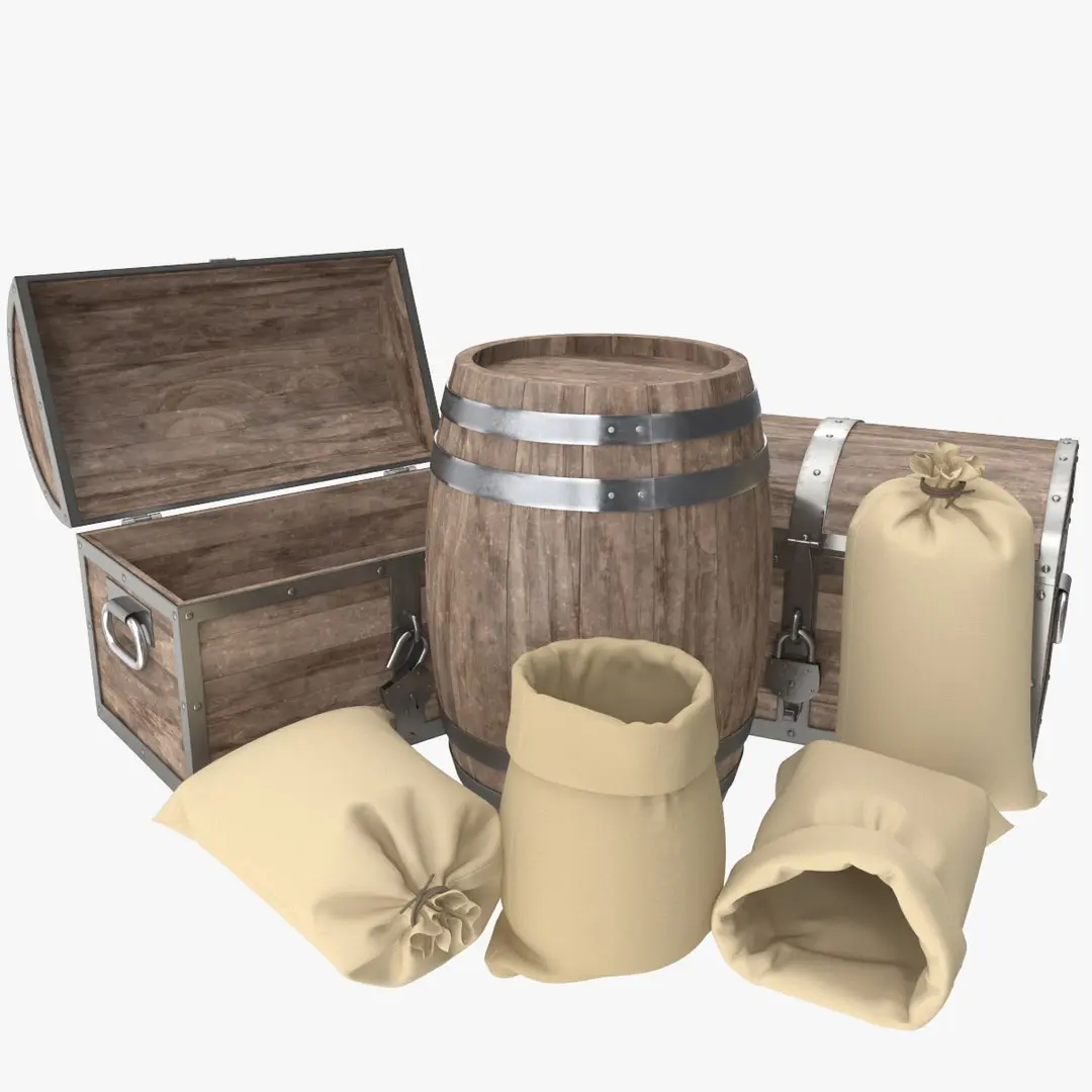 Wooden and Sacks Collection 2 3D model