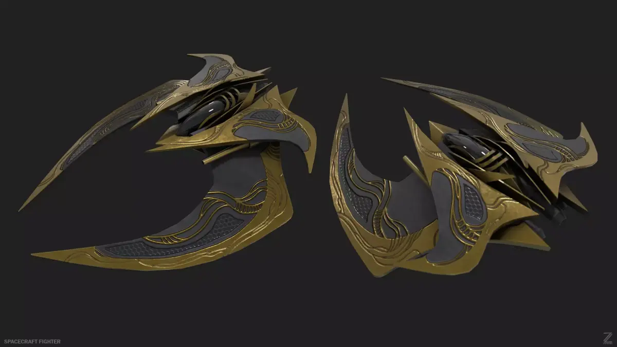 Spacecraft fighter Low-poly 3D model