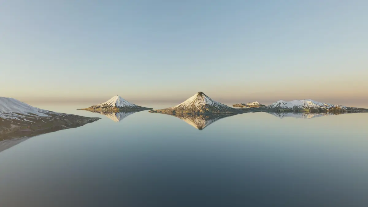 Aleutian snowy volcano islands 3D model