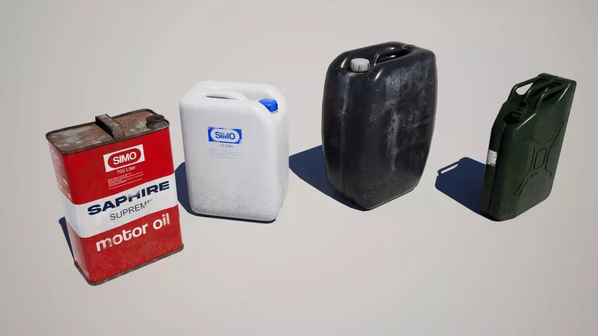 Oil Canister Pack Low-poly 3D model