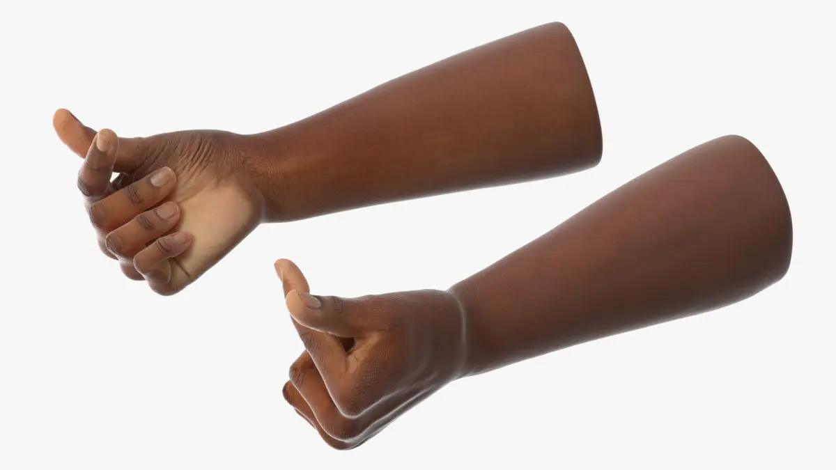 Black Male Hand Pair with Finger Heart Gesture 3D model