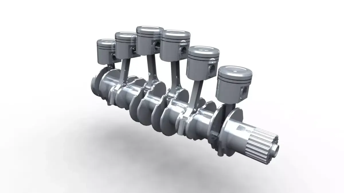 6 cylinder engine 3D model