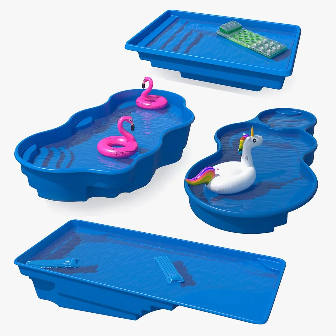 Swimming Pools with Inflatable Pool Floats Collection 2 3D model
