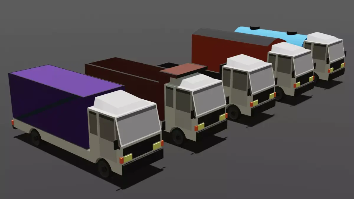 Low-Poly Trucks Pack Low-poly 3D model