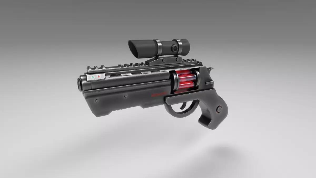 Futuristic revolver Low-poly 3D model purchase