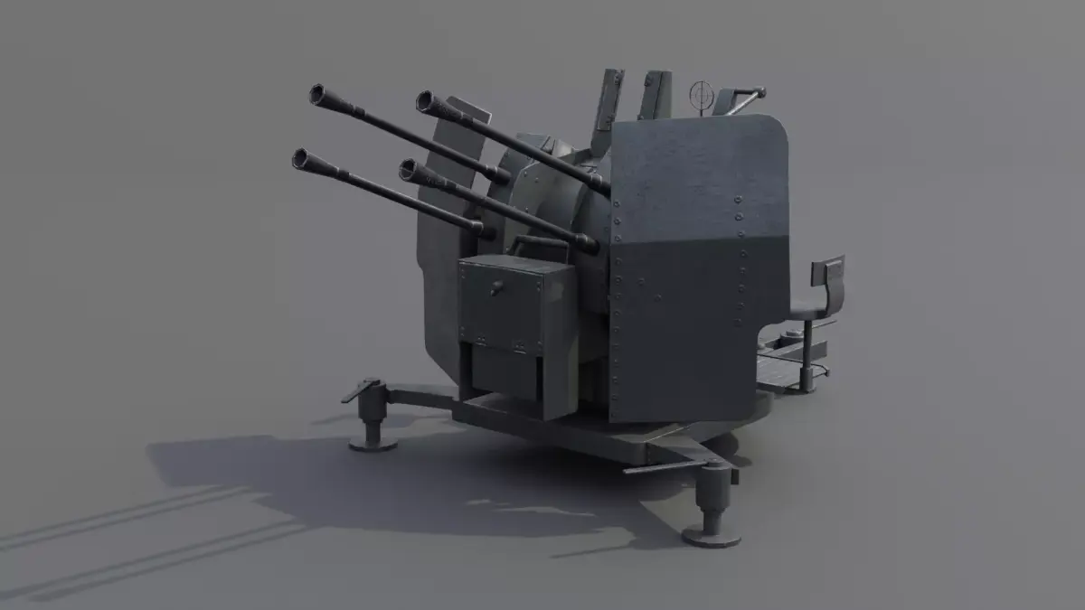 2cm Flak38 Flakvierling Antiairgun Low-poly 3D model