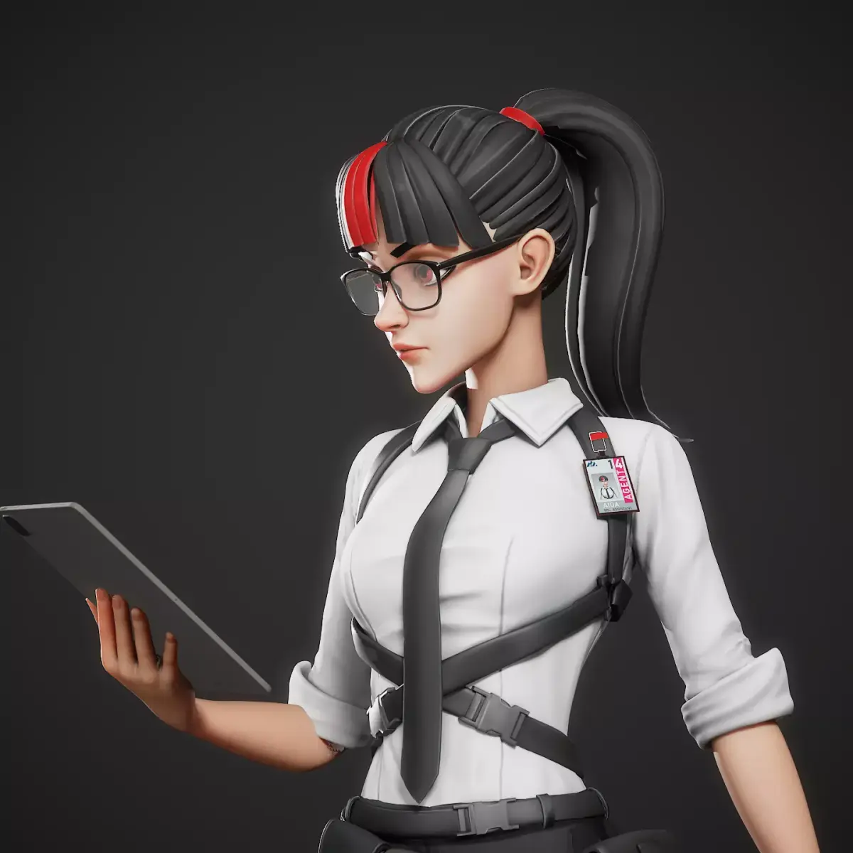 Stylized Strictly Dressed Girl  Character  Low-poly 3D model