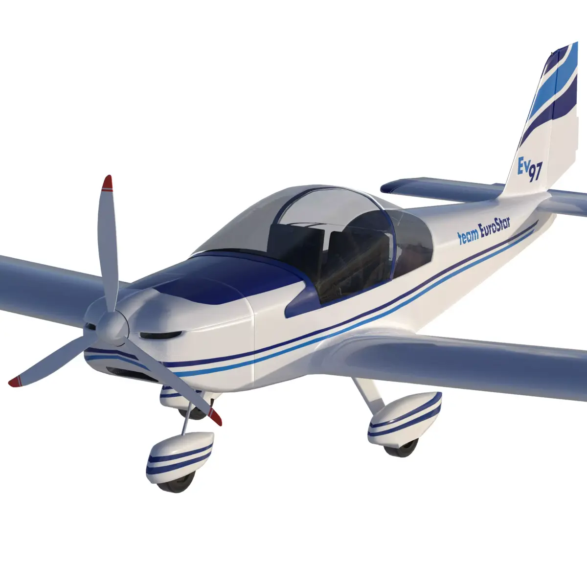 Evector EV 97 ultralight aircraft low-mid poly 3d model Low-poly 3D model