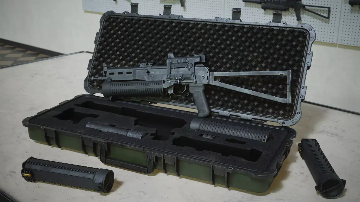 PP-19 Bizon and Case videogame asset Low-poly 3D model