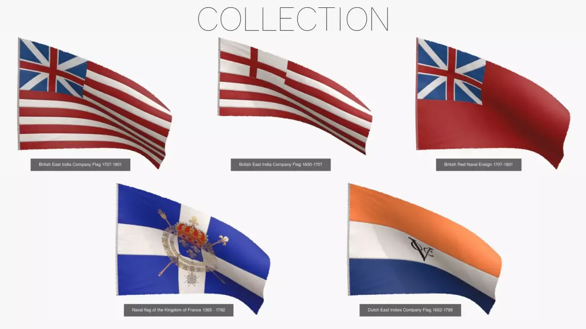 Old Merchants Naval Flags 3D Model Pack purchase