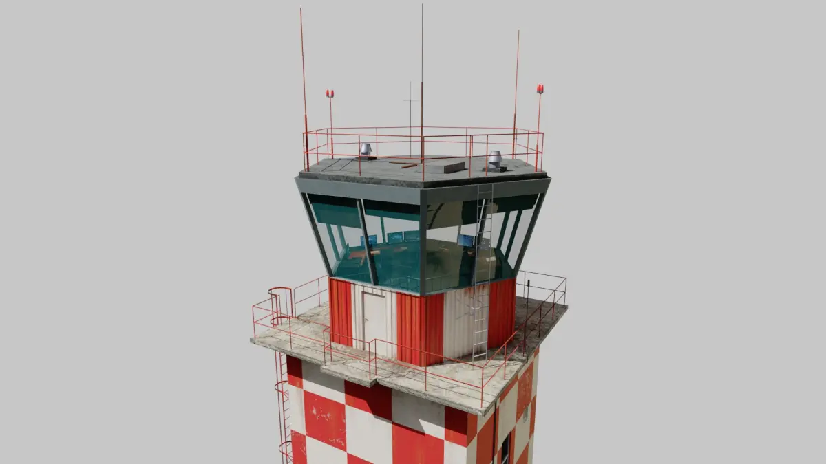 Airport Air Traffic Control Tower Low Poly PBR 3D model