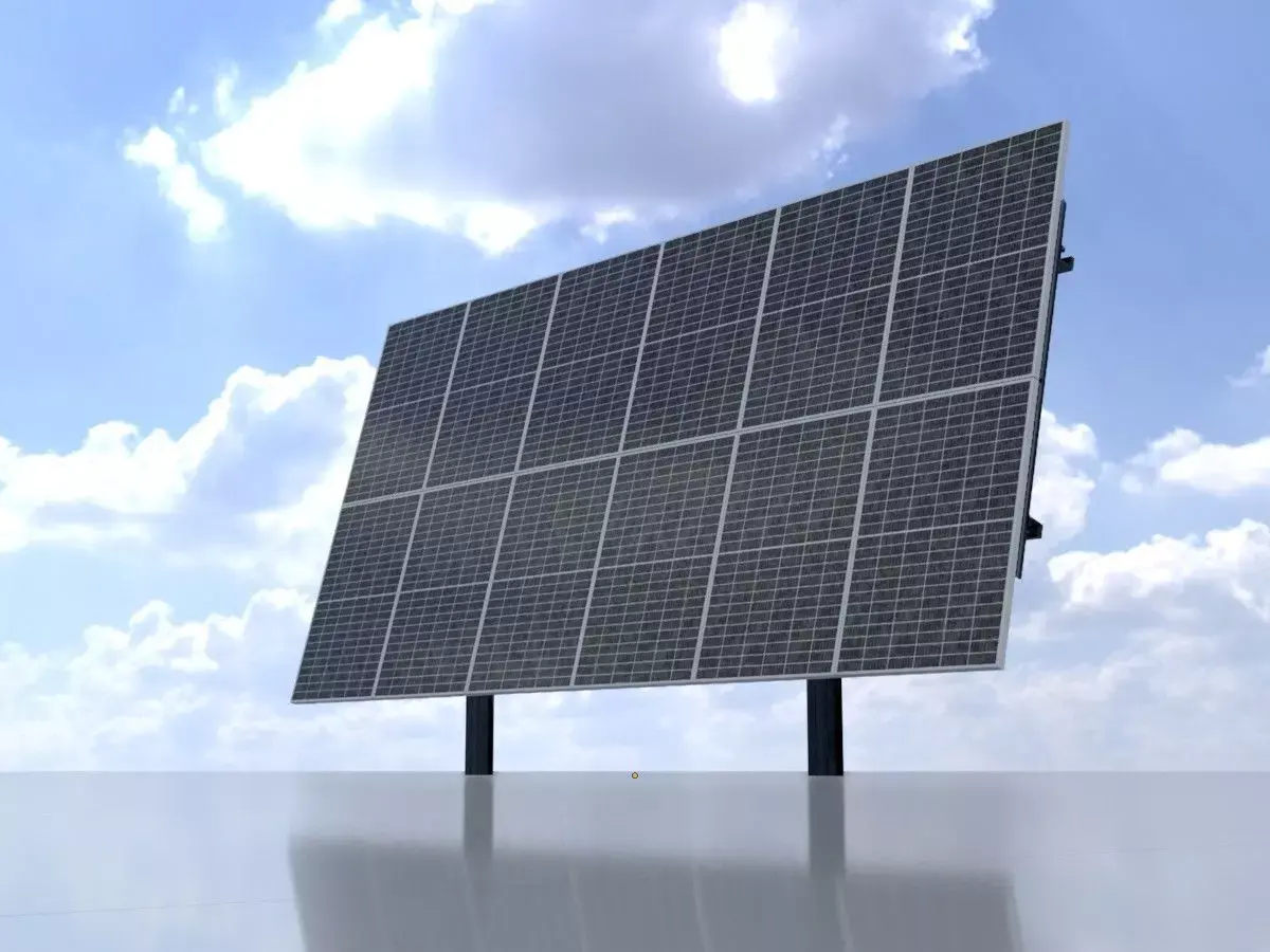 Agriculturally Dual-Use Solar-Plant 165 degrees 8m Low-poly 3D model