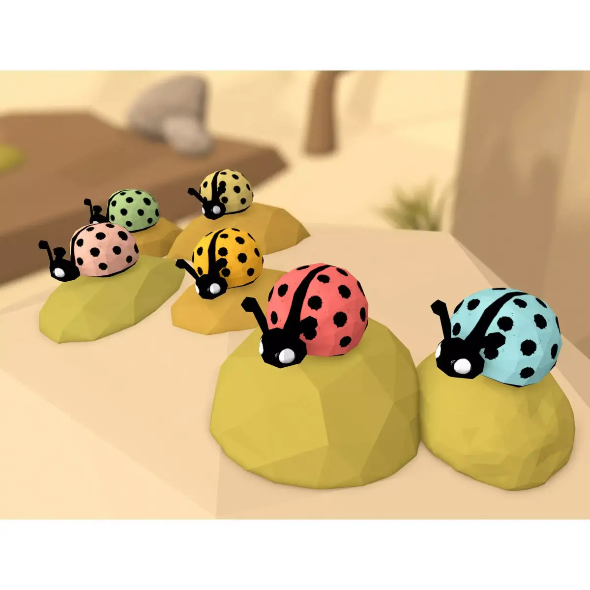 Cartoon Ladybugs -LOW POLY Low-poly 3D model