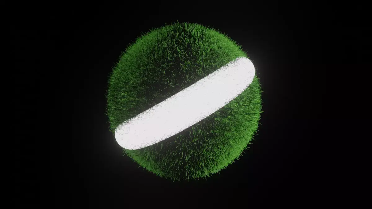 grass ball with glowing line Free low-poly 3D model