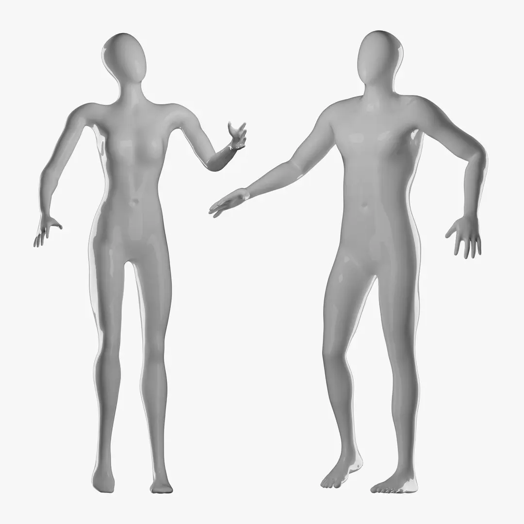 Rigged Male and Female Mannequin 02 3D model