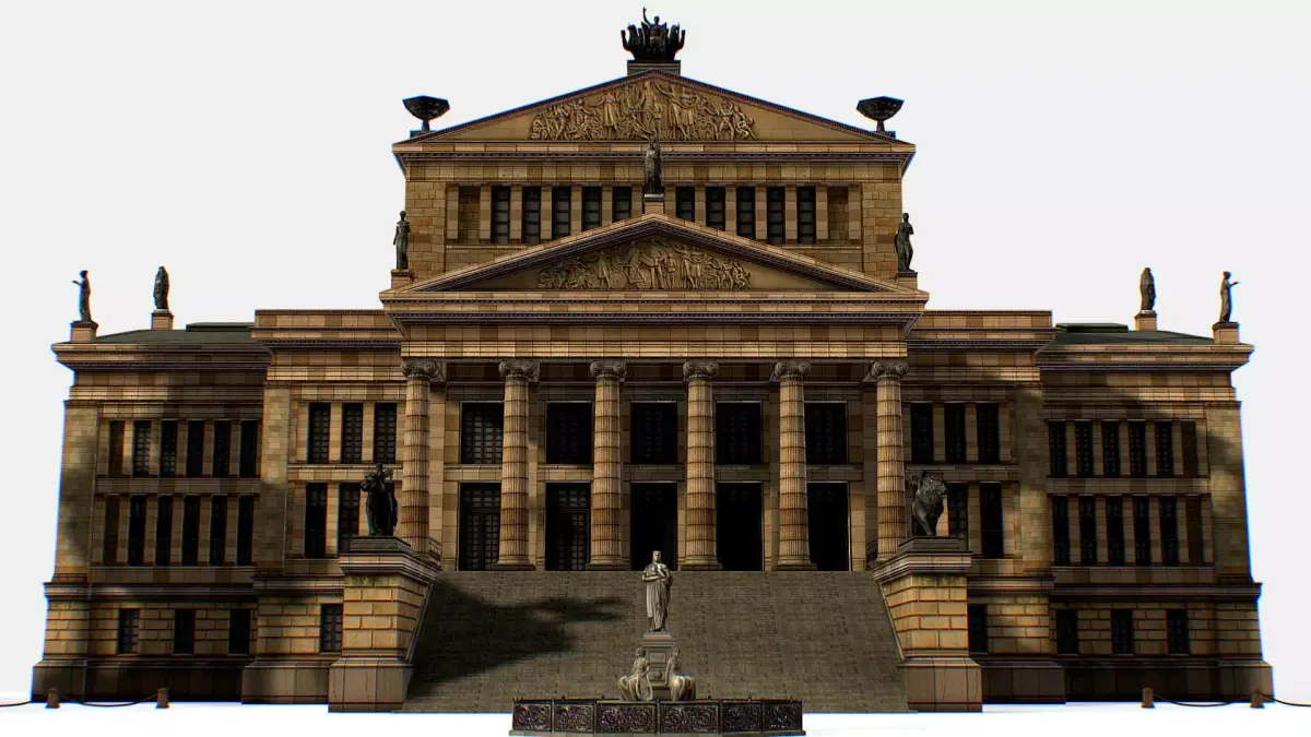 Gendarmenmarkt German French Church Konzerthaus Low-poly 3D model