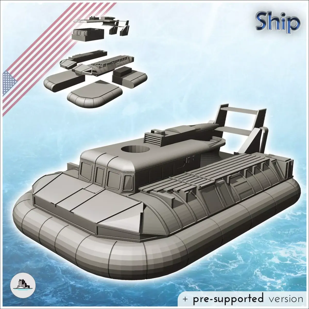 Patrol Air Cushion Vehicle PACV hovercraft - Modern WW2 WW1 Worl 3D print model