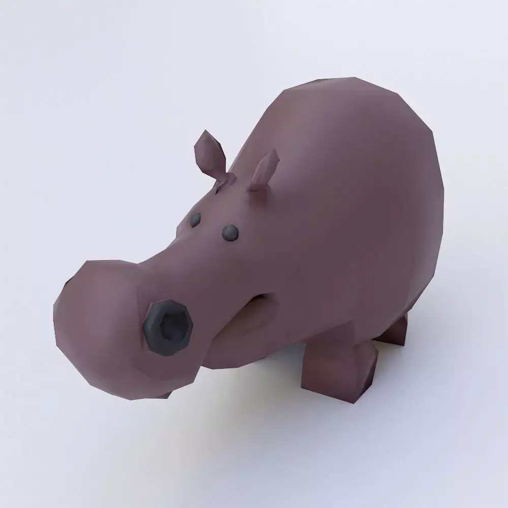Hippopotamus cartoon 3d model  Low-poly 3D model