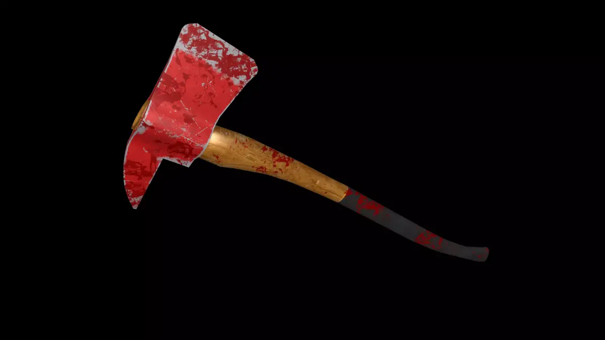 Bloody Fire axe Low-poly 3D model