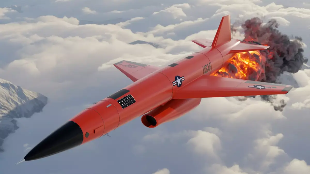BQM-167 Rocket Drone with free VDB fire trail 3D model