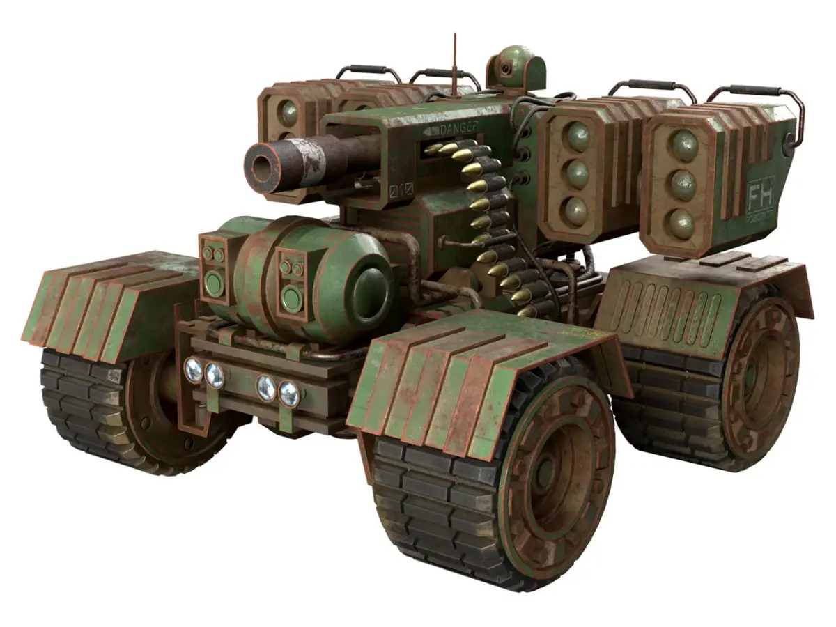 UGV Concept-3-Green-Rusty Low-poly 3D model