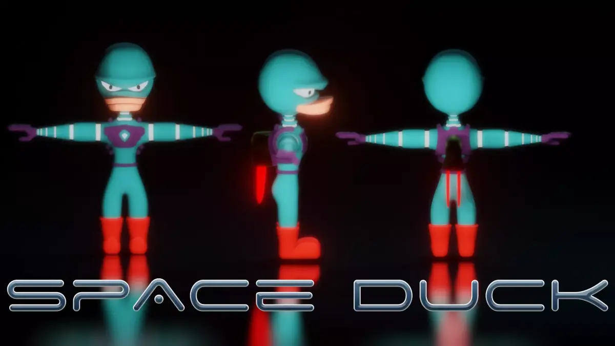 Cartoon Space Duck Low-poly 3D model