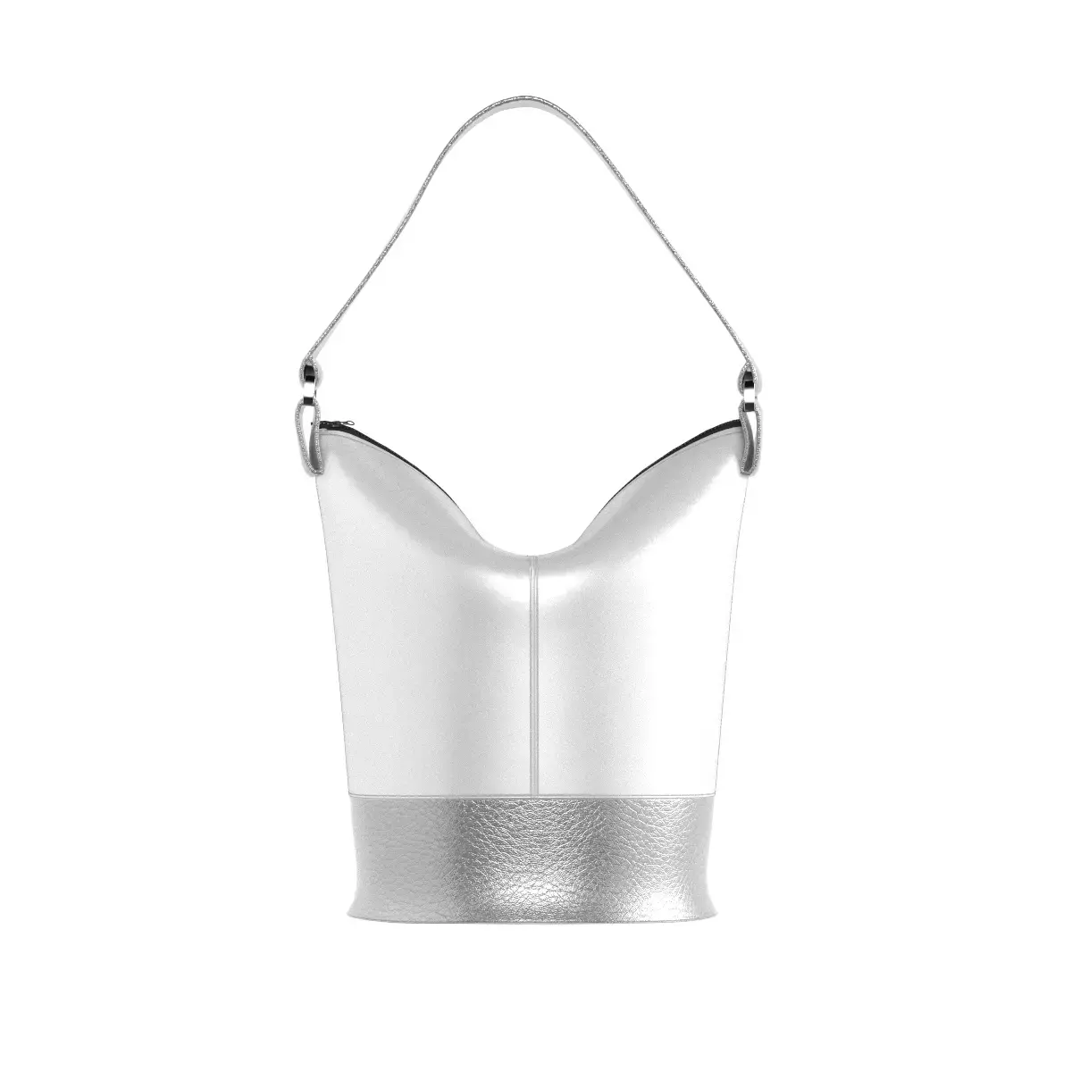 Silver Leather Bucket Bag 3D model