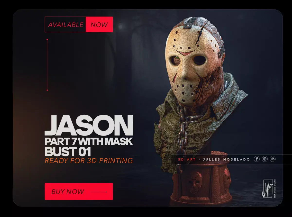 Jason Part 7 with mask Bust01  3D print model