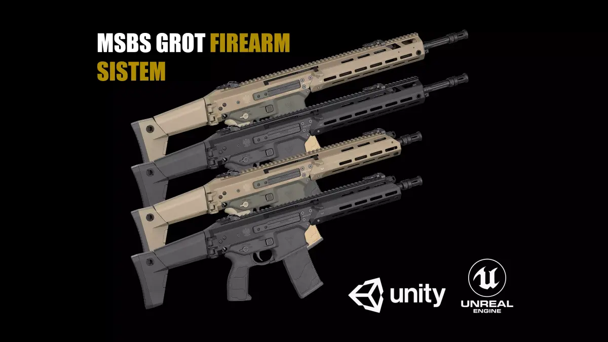 MSBS GROT Assault Rifle Low-poly 3D model