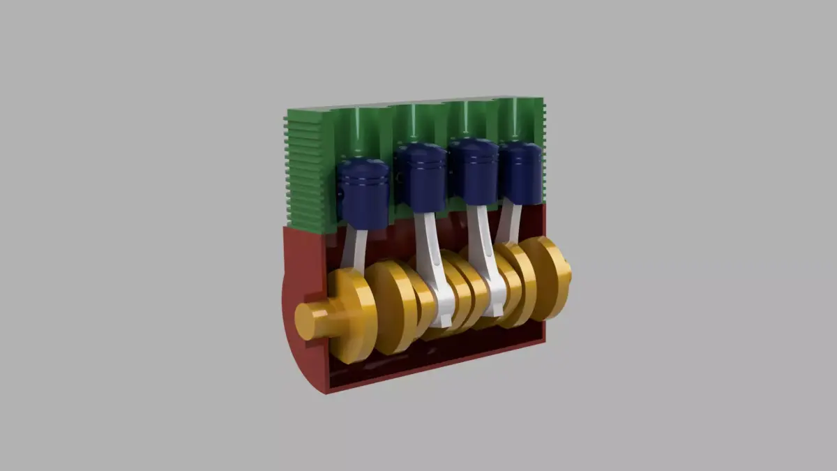 Four Stroke Four Cylinder IC Engine 3D model