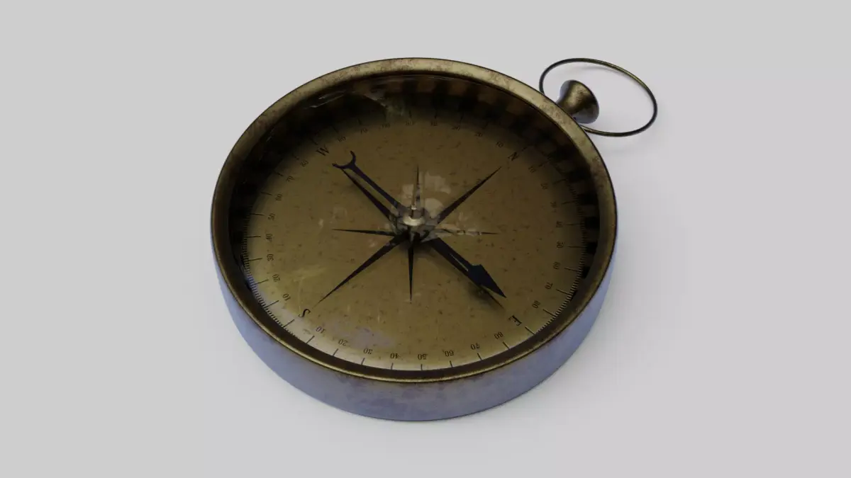 Old compass Low-poly 3D model