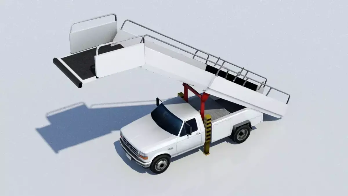 F350 ford Stair truck AIrport Ground Support Low Poly Low-poly 3D model