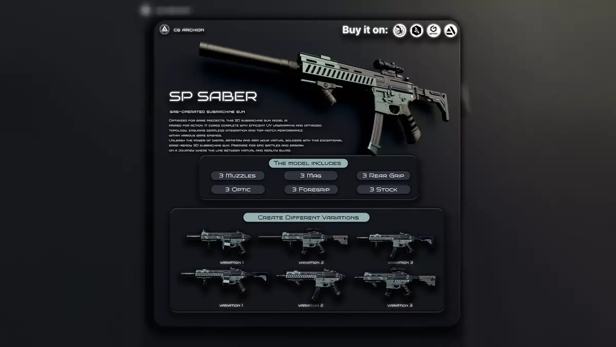 SP SABER SMG Low-poly 3D model