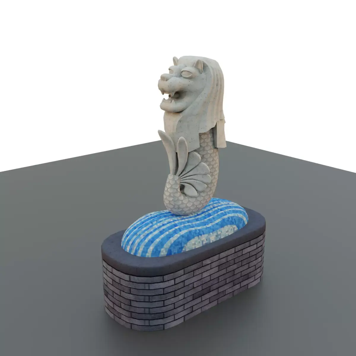 Merlion  LIONFISH Singapore Low-poly 3D model