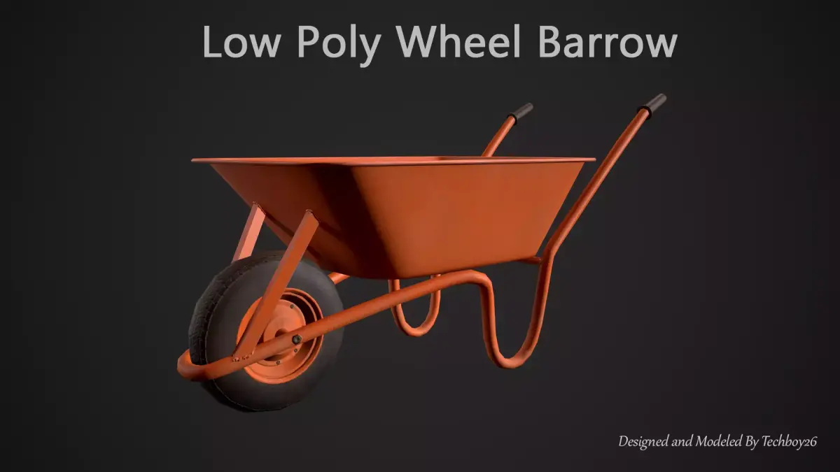 Low Poly Wheel Barrow Free low-poly 3D model