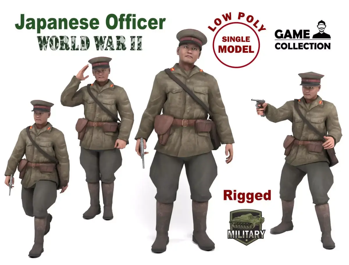 Japanese Officer Low-poly 3D model